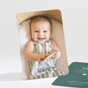 Remerciement naissance menthe carré