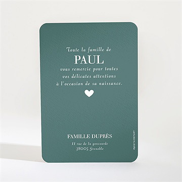 Remerciement naissance petit amour - Dos de la carte