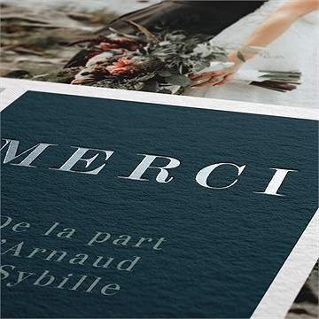 Remerciement mariage art nouveau - Marquage à chaud ARGENT