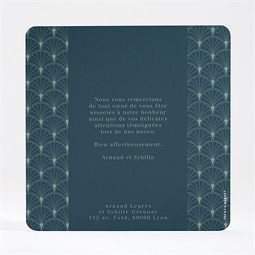 Remerciement mariage art nouveau - Dos de la carte