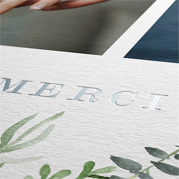 Remerciement mariage fougères - Marquage à chaud ARGENT