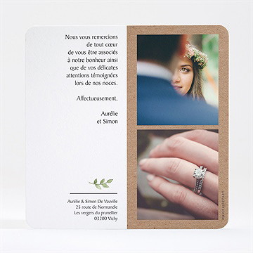 Remerciement mariage fougères - Dos de la carte