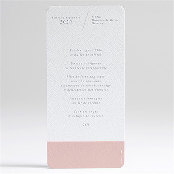 Menu mariage romance rétro - Dos du menu