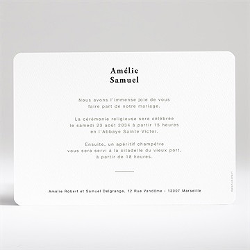 Faire-part mariage main dans la main - Dos du faire-part