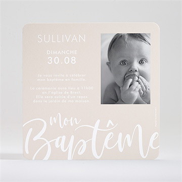 Faire-part de baptême lettre de cuivre - Dos du faire-part