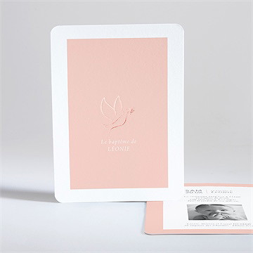 Faire-part de baptême colombe cuivrée