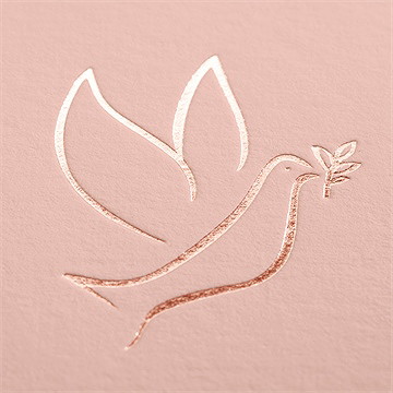 Faire-part de baptême colombe cuivrée - Détail du faire-part