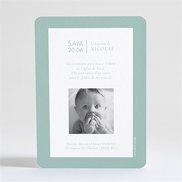 Faire-part de baptême sceau chic - Dos du faire-part