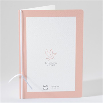 Livret de messe baptême colombe cuivrée