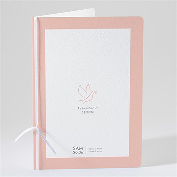 Livret de messe baptême colombe cuivrée