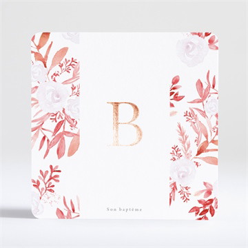 Faire-part de baptême initiale en cuivre végétal