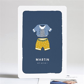 Faire-part naissance tenue vintage garçon