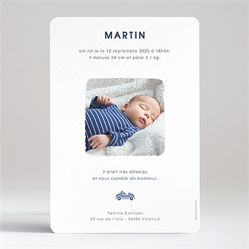 Faire-part naissance tenue vintage garçon - Dos du faire-part