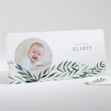 Faire-part naissance feuillage à l'aquarelle