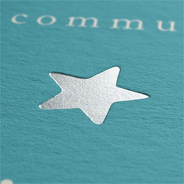 Faire-part communion tampon étoilé - Détail du faire-part
