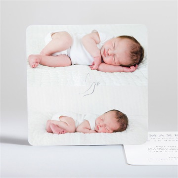 Faire-part de baptême double photo élégant