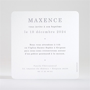 Faire-part de baptême double photo élégant - Dos du faire-part