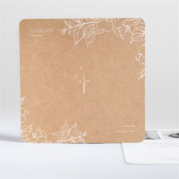 Faire-part de baptême gravure sur kraft