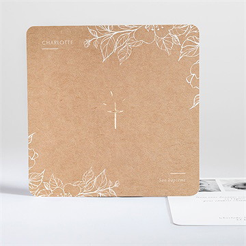 Faire-part de baptême gravure sur kraft
