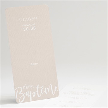 Menu baptême lettre de cuivre