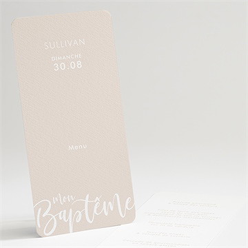 Menu baptême lettre de cuivre