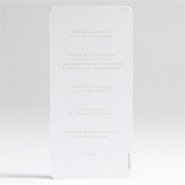 Menu baptême lettre de cuivre - Dos du menu