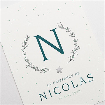 Faire-part naissance argenté - Détail du faire-part