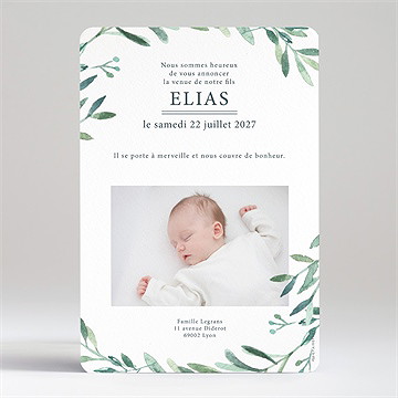 Faire-part naissance aquarelle champêtre photo - Dos du faire-part