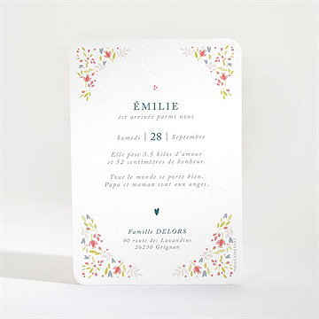 Faire-part naissance petit coeur - Dos du faire-part