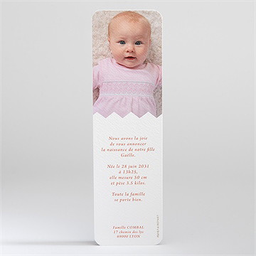 Faire-part naissance banderole en fête - Dos du faire-part