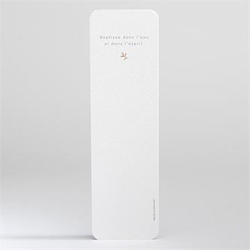 Signet baptême colombe beige rosé - Dos du signet