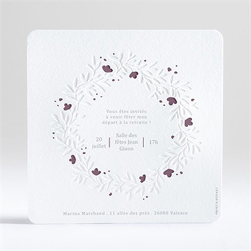 Carte invitation départ à la retraite invitation gaufrage - Dos du faire-part