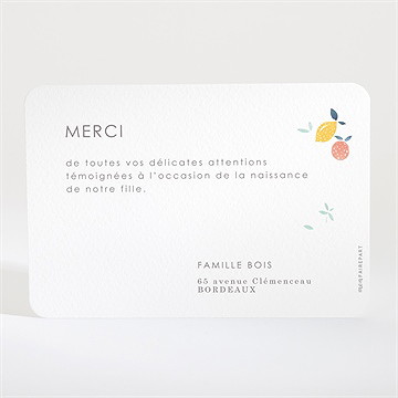 Remerciement naissance acidulé - Dos de la carte