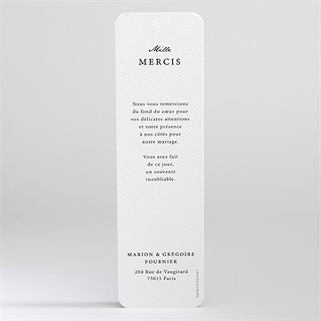 Remerciement mariage epuré - Dos de la carte