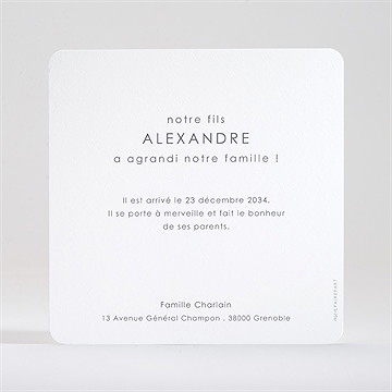 Faire-part naissance notre coeur - Dos du faire-part