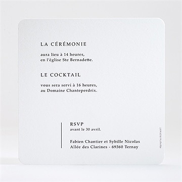 Faire-part mariage brume pastel - Dos du faire-part