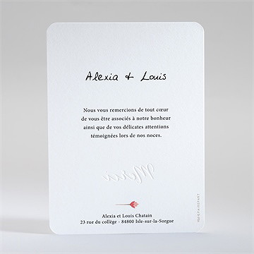 Remerciement mariage folie printanière - Dos de la carte