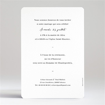 Faire-part mariage les illuminations - Dos du faire-part