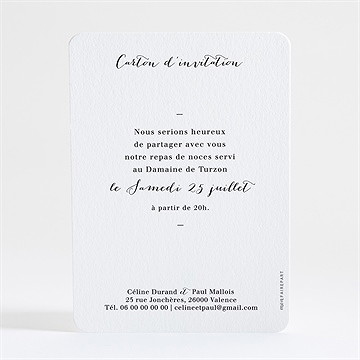 Carton d'invitation mariage les illuminations - Dos du carton