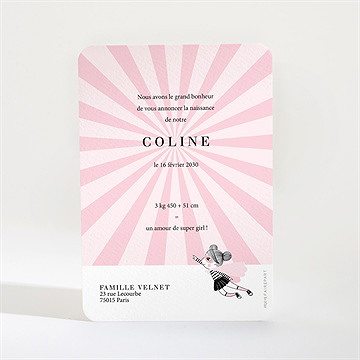 Faire-part naissance super girl - Dos du faire-part