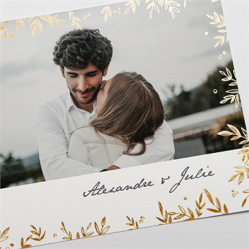 Faire-part mariage feuillages - Détail du faire-part