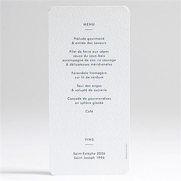 Menu mariage esquisse argentée - Dos du menu