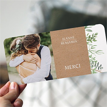 Remerciement mariage nature chic