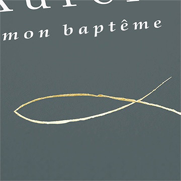 Faire-part de baptême ichthus - Marquage à chaud OR