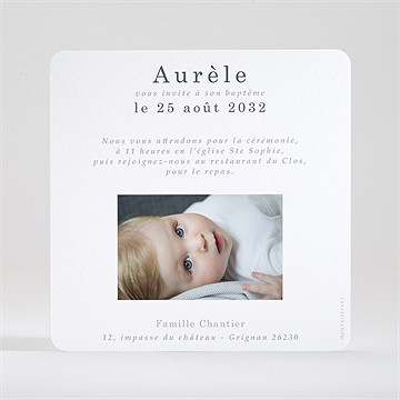 Faire-part de baptême ichthus - Dos du faire-part