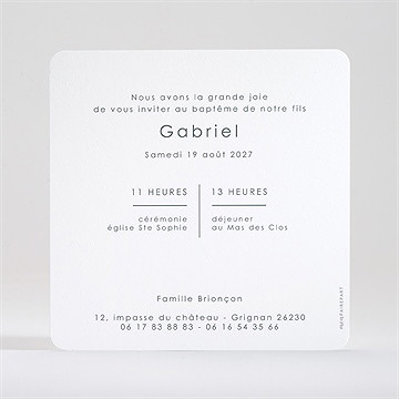 Faire-part de baptême belle âme - Dos du faire-part