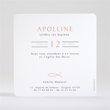 Faire-part de baptême jolie sagesse - Dos du faire-part