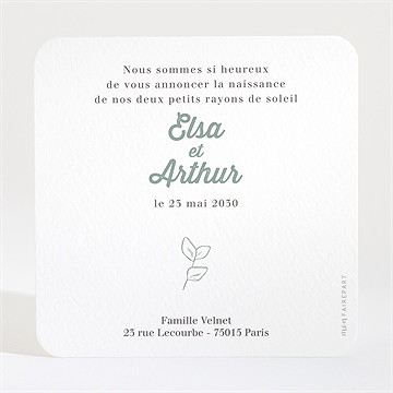 Faire-part naissance joyeuse mosaïque - Dos du faire-part