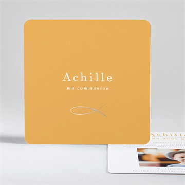 Faire-part communion jaune et or