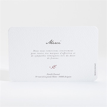 Remerciement décès son sourire - Dos du carton
